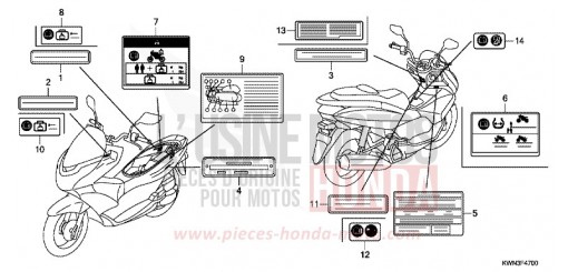 ETIQUETTE DE PRECAUTIONS WW125EX2C de 2012